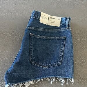 Agolde Dark Blue Denim Cutoff Shorts